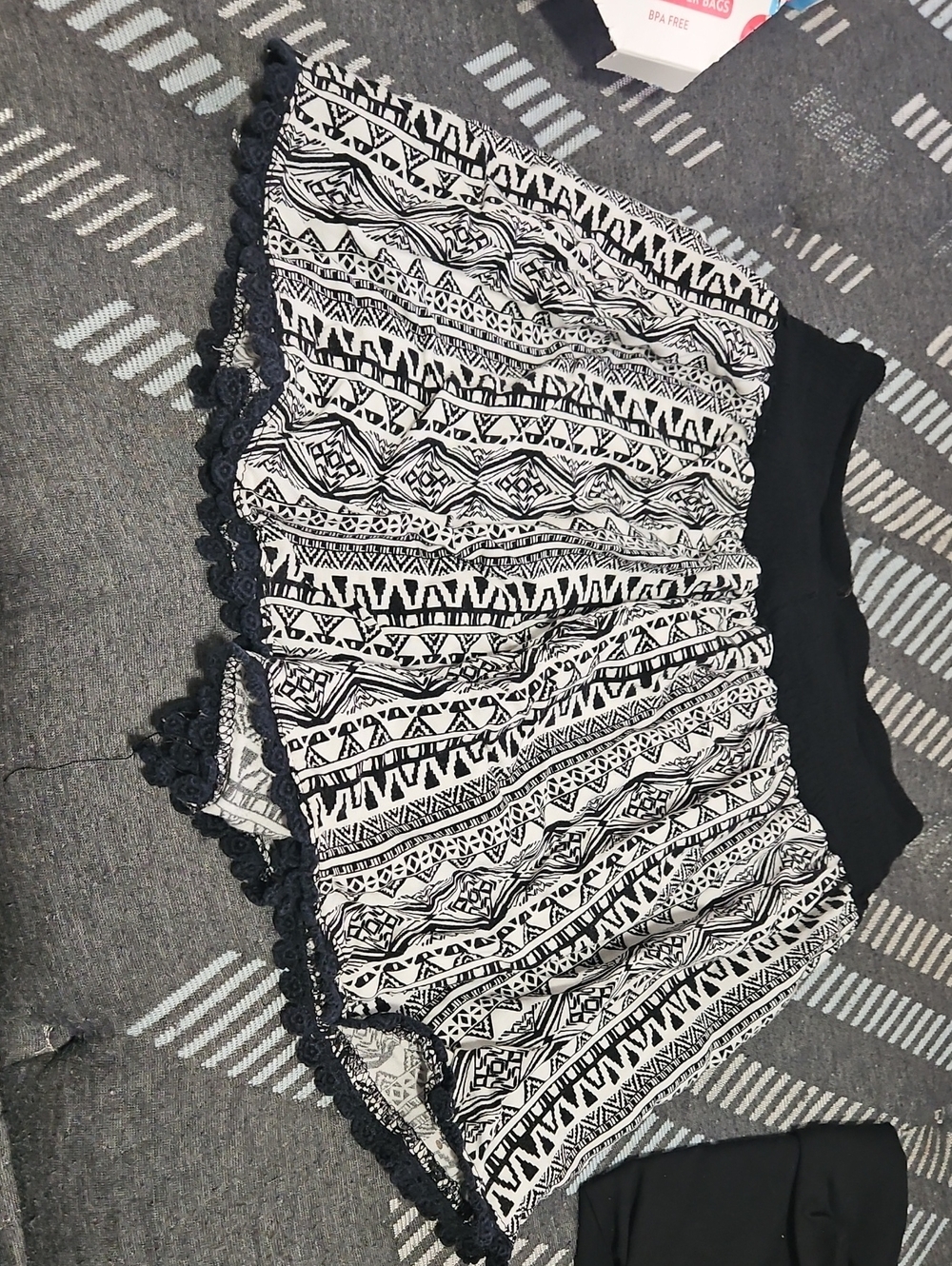 Black & White Tribal Lace-Trim Sleep Shorts